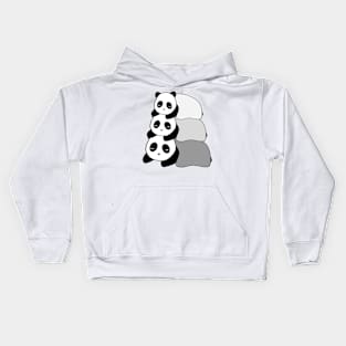 Sleepy Panda Stack (Grey, White Background) Kids Hoodie